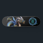Skate *~* Metálico AP88 Dragão Teal Elemental Fierce<br><div class="desc">(Pesquise no código AP88 para localizar itens semelhantes ) Transferência fácil para outros produtos Zazzle. Element DRAGON (DRAGÃO de elemento) com ANEL de FIRE / FLAMES / FLAME e MONOGRAMA INICIAL para seu nome - Mantenha ou edite ou exclua o texto. Este famoso skate tradicional chinês estilo personalizado pro Element...</div>