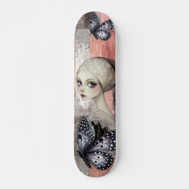 Skate Mídia Mista de Grunge Vestida com abstrato (Frente)