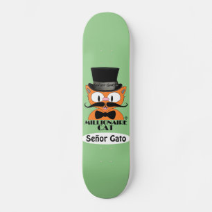 Skate Millionaire Cartoon Mustache Gato