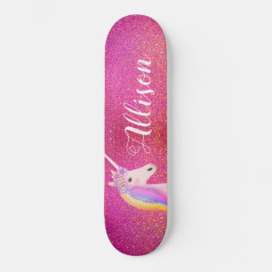 Skate Minigráficos de Brilho Dourado e Rosa Unicórnio
