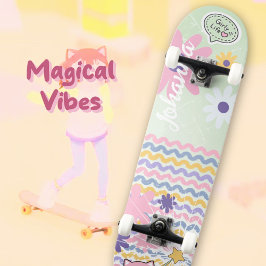 Skate Mint Green Pastel Floral Striped Girly Cat Magical