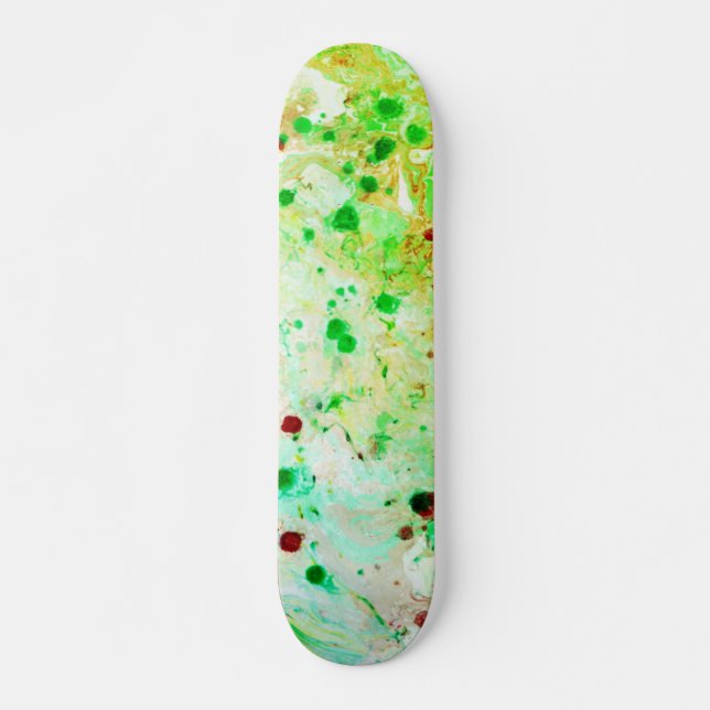 Skate Modelo Trendy Yellow Green Modern Abstrato (Frente)
