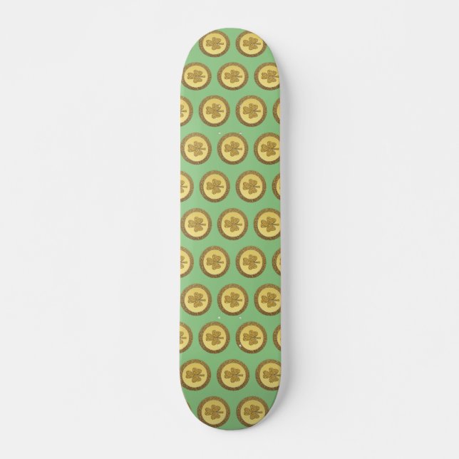 Skate Moedas Douradas de Shamrock irlandês, sorte de irl (Frente)