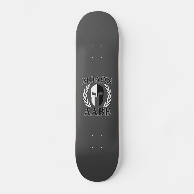 Skate Molon Labe Spartan Mask Laurels Black & White (Frente)