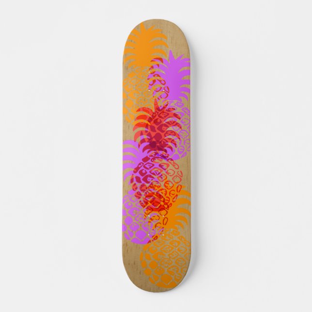 Skate Momona Pineapple Hawaiai Tropical Faux Wood (Frente)