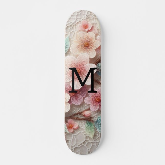 Skate Monogram lace floral pink pastel cherry blossom  (Frente)