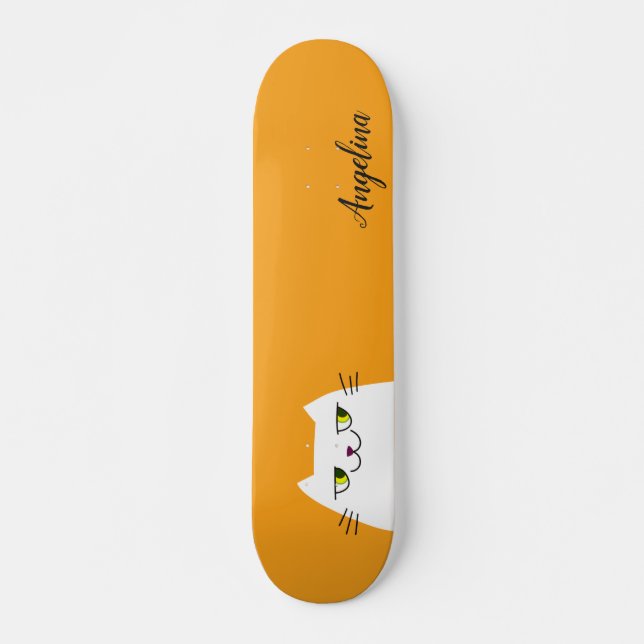 Skate Monograma Amarelo Branco Simples e Engraçado (Frente)