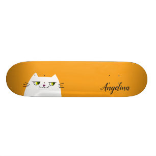 Skate Monograma Amarelo Branco Simples e Engraçado