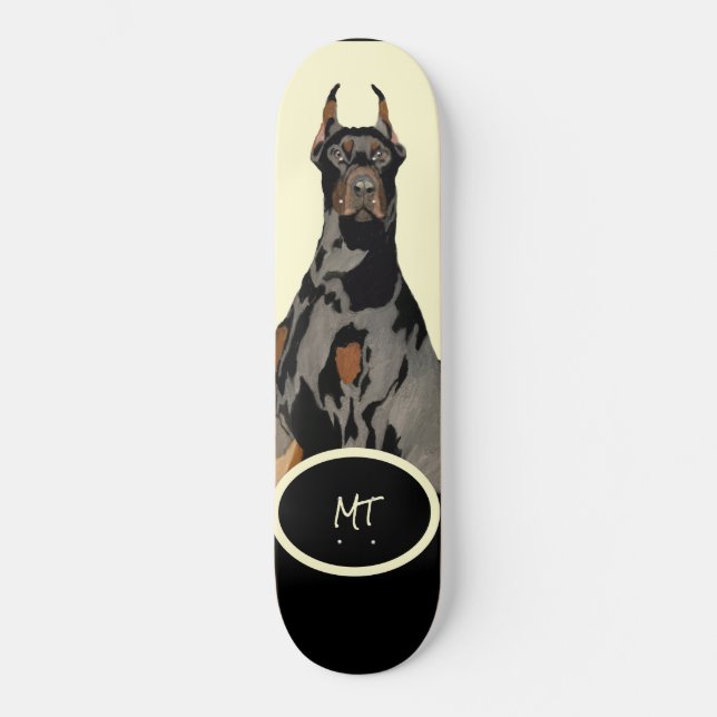 Skate monograma Black Doberman Pincher Black & Tan (Frente)