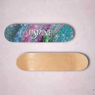 Skate Monograma caprichoso ondulado azul roxo brilhante