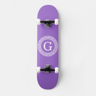 Skate Monograma chave grego branco Amethyst da inicial