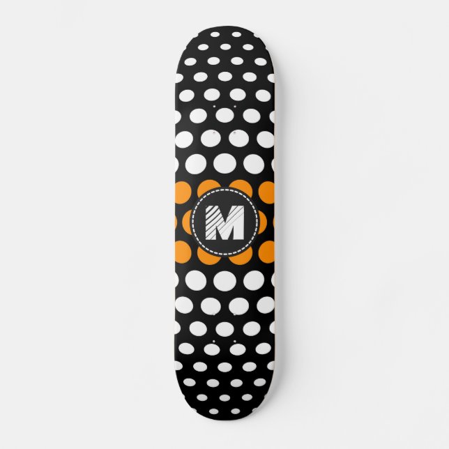 Skate Monograma com padrão de bolinhas laranja claro e e (Frente)