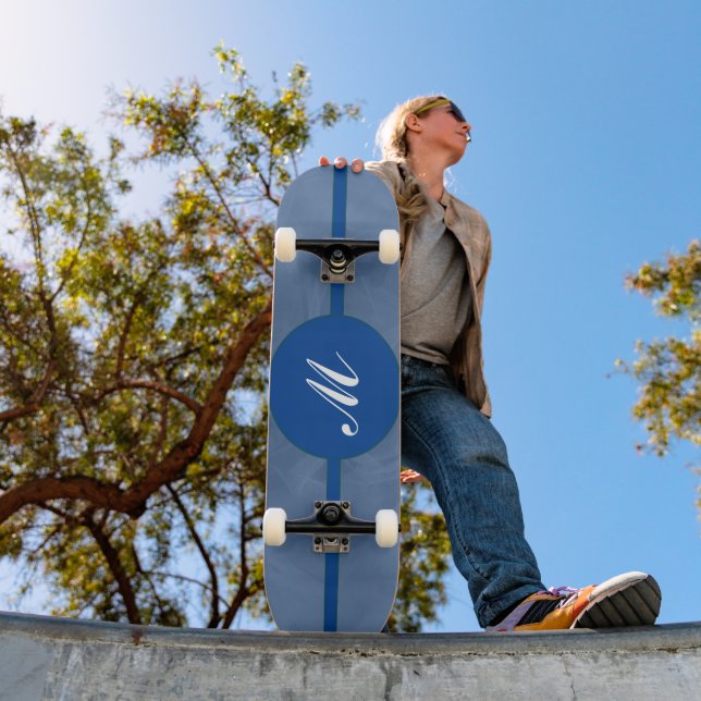 Skate Monograma de Impressão texturizado de Tecido azul  (Ao ar livre 1)