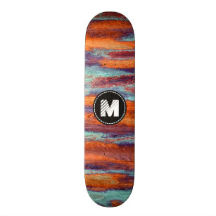 Skate Monograma de madeira #2 da textura da grão da cor
