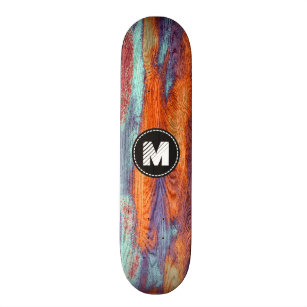Skate Monograma de madeira da textura da grão da cor