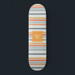 Skate Monograma de Padrão Cinzento Laranja Azul Escorado<br><div class="desc">Se precisar de mais alguma personalização,  por favor,  sinta-se à vontade para me enviar uma mensagem em yellowfebstudio@gmail.com.</div>
