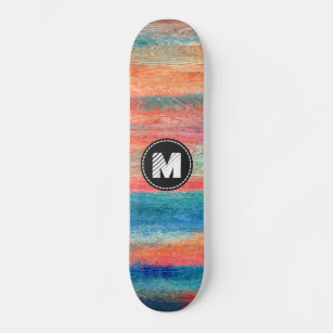 Skate Monograma de Textura Colorida de Grãos de Madeira