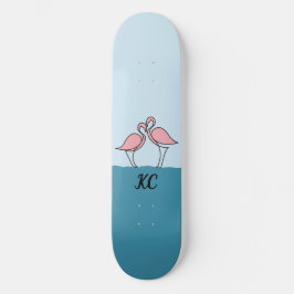 Skate Monograma - Dois Flamingos Rosa na Cota da Água