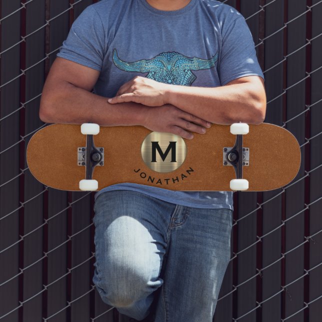 Skate Monograma Dourado de Couro Sable Moderno (Ao ar livre 3)