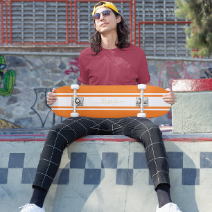 Skate Monograma Dourado de faixas brancas laranja clássi
