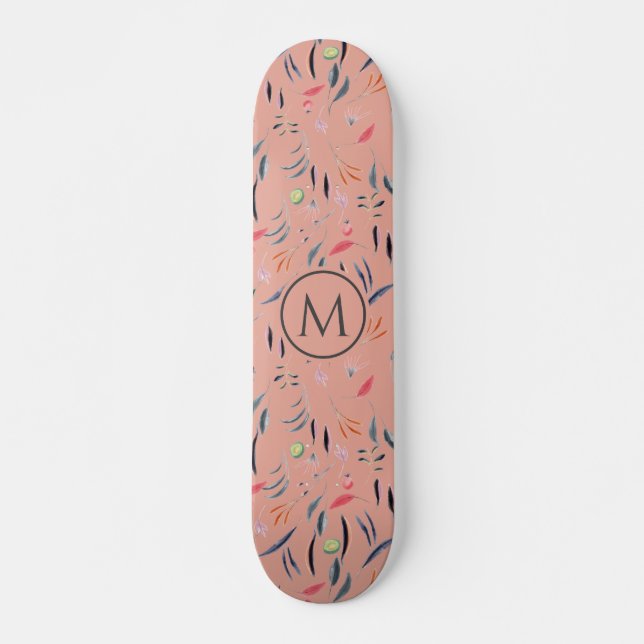 Skate MONOGRAMA Floral A na moda Coral Pink (Frente)