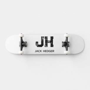 SKATE MONOGRAMA MINIMALISTA PRETO DE DUAS LETRAS NOME BR