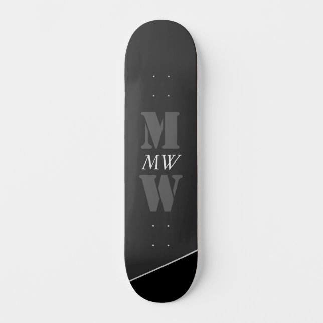 Skate Monograma Negro de Cinzas Artísticas Modernas (Frente)