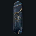 Skate Monograma Nome Agate Marinho Azul Gemstone Marble<br><div class="desc">Nome do Monograma Marinho Agate Gemstone Azul Dourado Gemstone Marble Glitter Glitter Sparkle Personalizado Birthday - Aniversário ou Presente de Casamento / Fornecedor - Adicione Sua Carta / Nome - Texto ou Remover - Torne Seu Presente Especial - Redimensione mova ou adicione texto / elementos com a ferramenta de personalização....</div>