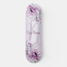 Monograma Nome Floral Cor-de-Rosa Violeta Roxo Mod