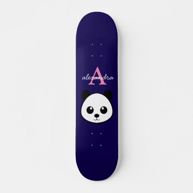 Skate Monograma Personalizado de Urso de Panda Bonito (Frente)