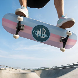 Skate Monograma Personalizado Faixa Rosa e Azul Pastel