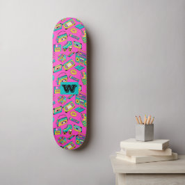 Skate Monograma Rosa 80s 90s Divertido e Colorido Neon P
