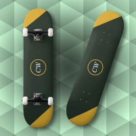 Skate Monograma Verde de Duas Tonalidades Douradas e Flo