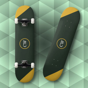 Skate Monograma Verde de Duas Tonalidades Douradas e Flo