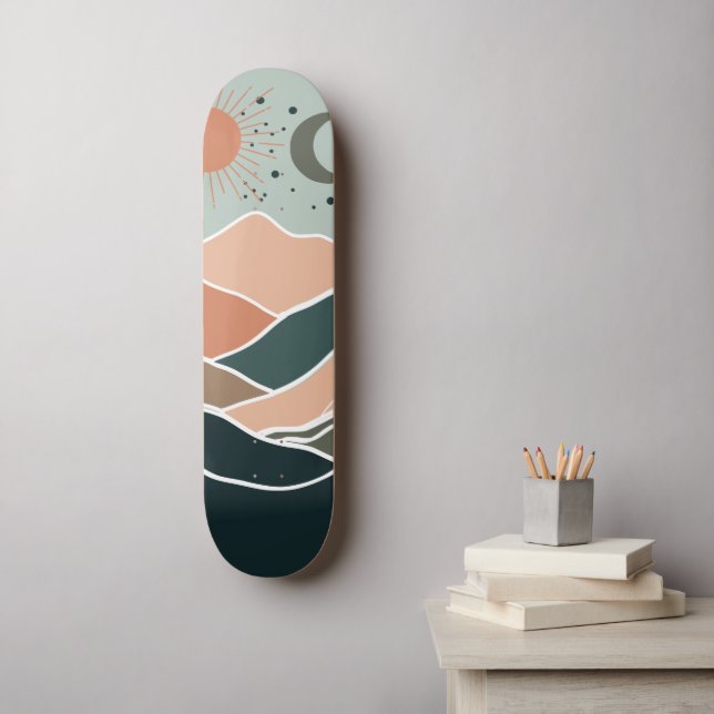 Skate Montanhas Sun e Moon (Arte de parede)