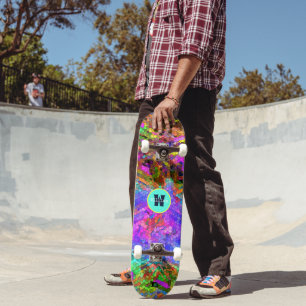 Skate Mosaico Abstrato Neon Marca Dd Personalizado