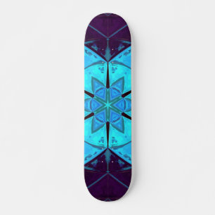 Skate Mosaico Caleidoscópio Flor Azul e Púrpura