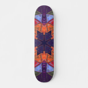 Skate Mosaico Caleidoscópio Flor Laranja Vermelho e Rox