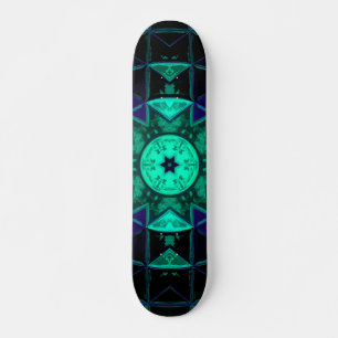 Skate Mosaico Caleidoscópio Flor Negro e Azul