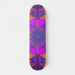 Skate Mosaico Caleidoscópio Flor Puro Rosa e Amarelo