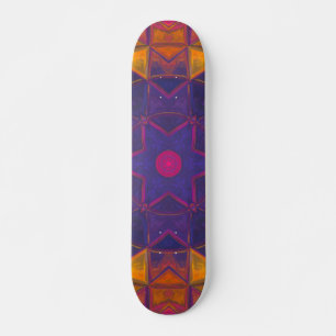 Skate Mosaico Caleidoscópio Flor Púrpura Amarelo e Ros