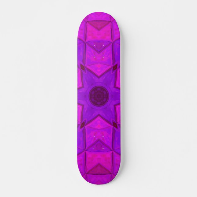 Skate Mosaico Caleidoscópio Flor Rosa (Frente)
