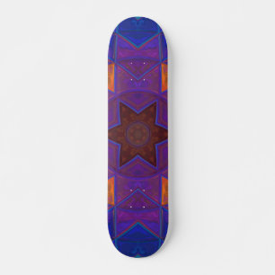 Skate Mosaico Caleidoscópio Flor Rosa Azul e Amarelo