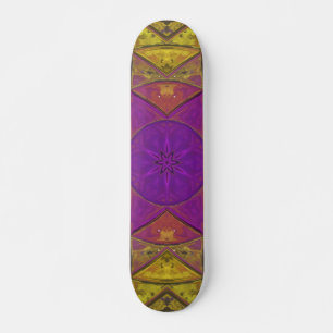 Skate Mosaico Caleidoscópio Flor Rosa e Amarelo