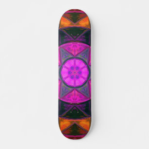 Skate Mosaico Caleidoscópio Flor Rosa Púrpura e Laranj