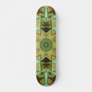 Skate Mosaico Caleidoscópio Flor Verde e Castanho