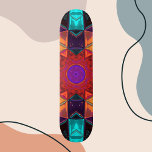 Skate Mosaico Caleidoscópio Flor Vermelho Laranja e Azul<br><div class="desc">Este mosaico design de flores caleidoscópicas apresenta azulejos brilhantes vermelho,  laranja e azul. Um design geométrico vívido inspirado por fractais,  mandalas e mosaicos de vidro manchados. Pegue esta design de triquete bonita agora para seu amigo favorito que ama cores brilhantes!</div>