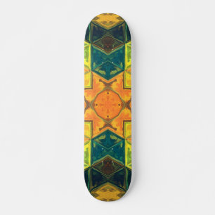 Skate Mosaico Caleidoscópio Quadrado Laranja Amarelo e 