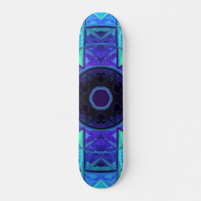 Skate Mosaico Mandala Azul e Roxo (Frente)