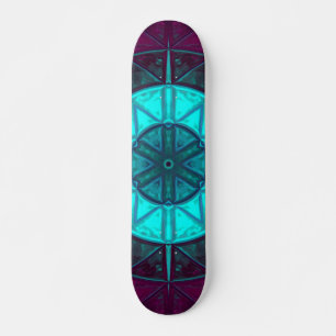 Skate Mosaico Mandala Flor Azul e Roxo